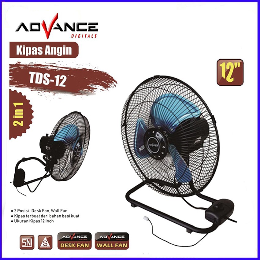 2in1 Table & Wall Fan Advance TDS-12 Wall Fan Desk Fan 12 Inch ...