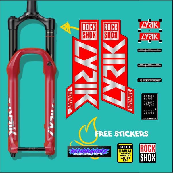 MTB fork decals set RockShox LYRIC 2020 printed using eco solvent