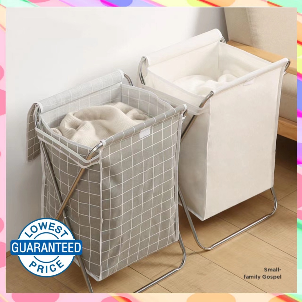 Square Hamper Stainless Laundry Basket With Stand Dirty Clothes Storage ...