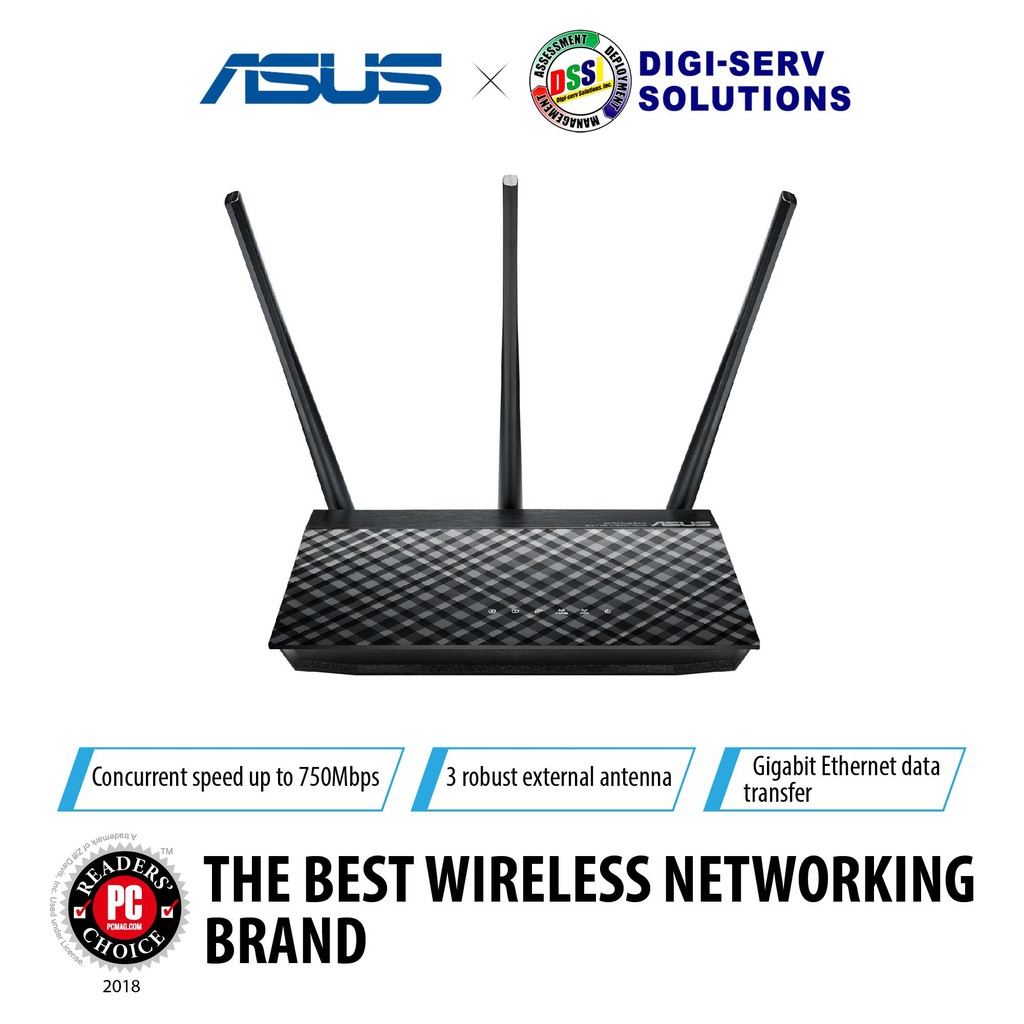 Asus AC750 (RT-AC53) 3x 2dBi Antenna, 750MBps Dual Band WiFi Router ...