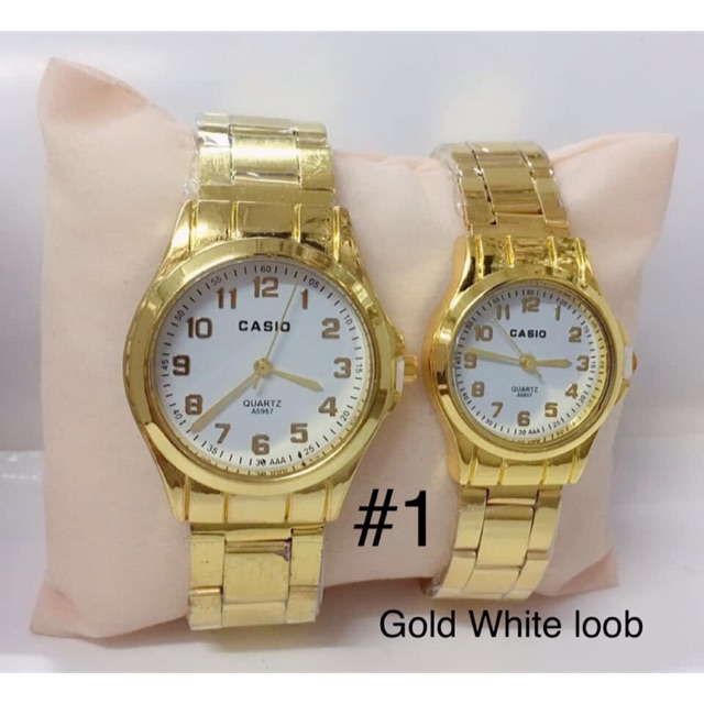 Casio couple watch clearance gold