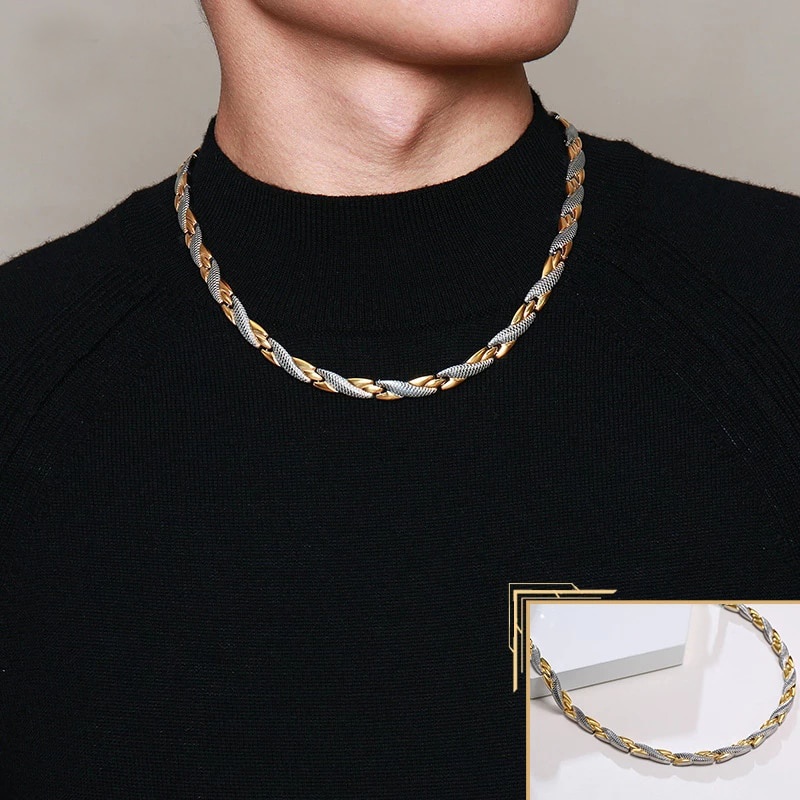 Magnetic Necklace Women Men Chain Gold-color 49cm Health Energy Therapy ...