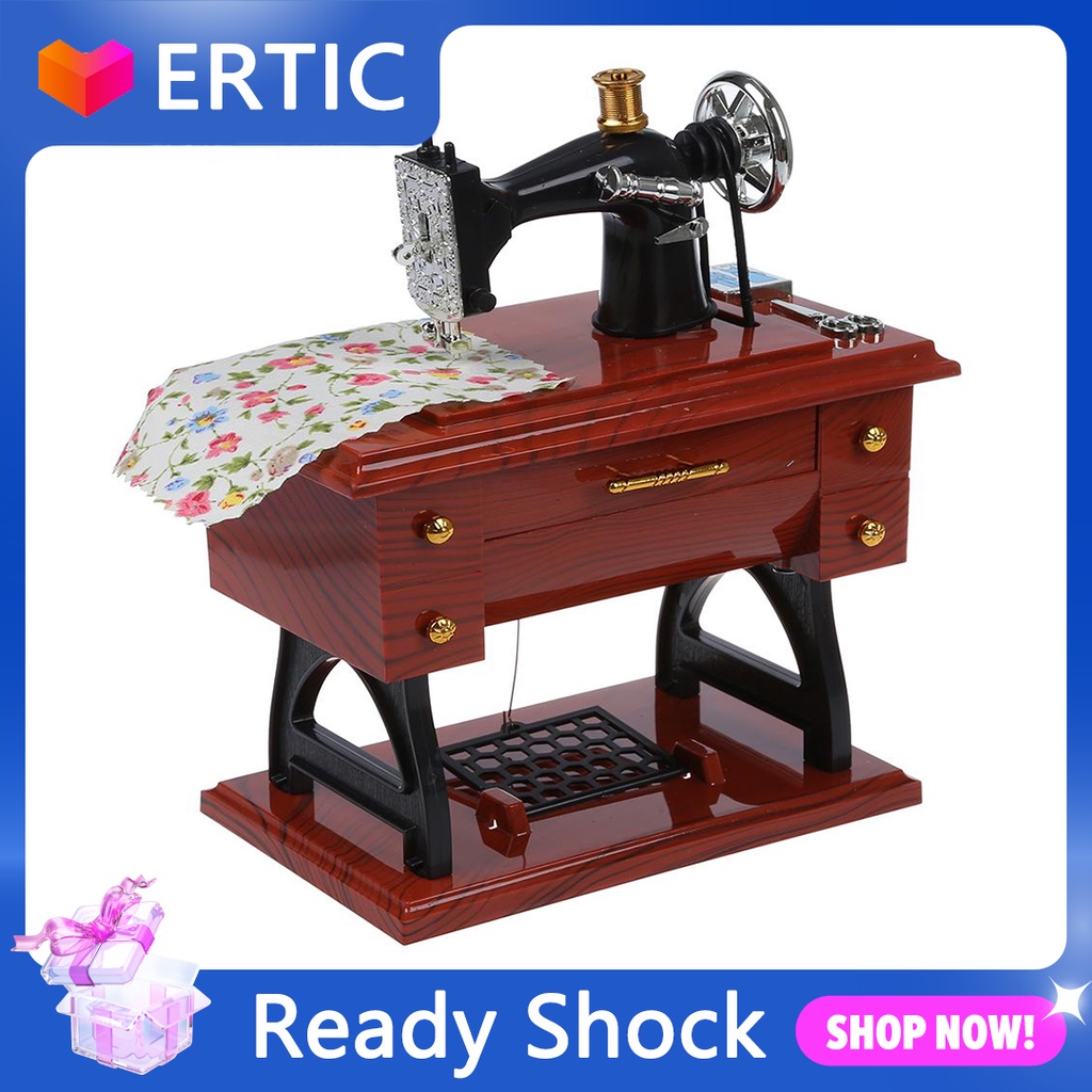 ＞wind Up Vintage Mini Sewing Machine Style Mechanical Music Box 