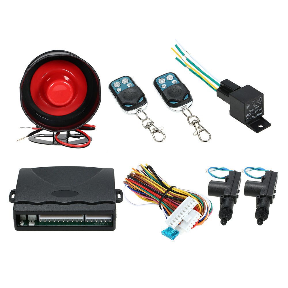 NEW CAR ALARM + 2 DOOR REMOTE CENTRAL LOCKING KIT WITH SHOCK SENSOR ...