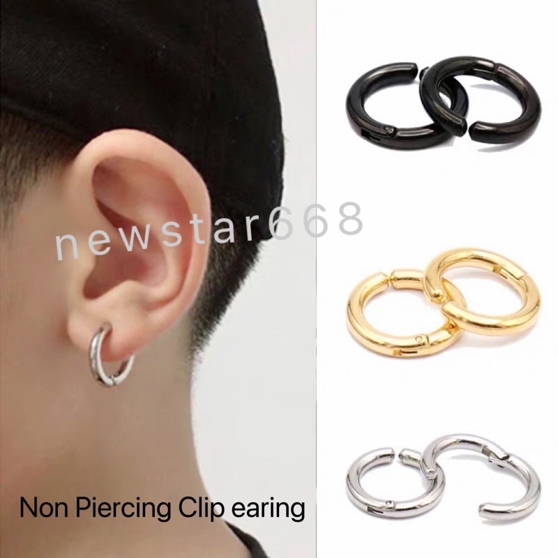 1 Pair Titanium steel ear clip earrings without ear holes, simple ...