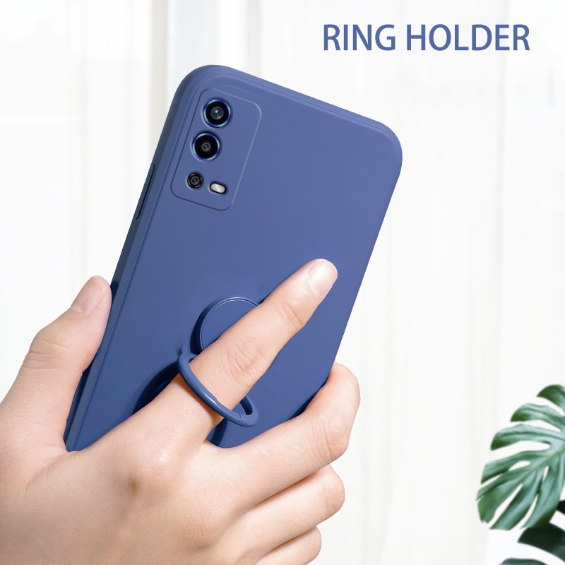 Ring Holder Case For OPPO A55 4G Straight edge Liquid Silicone Precise ...
