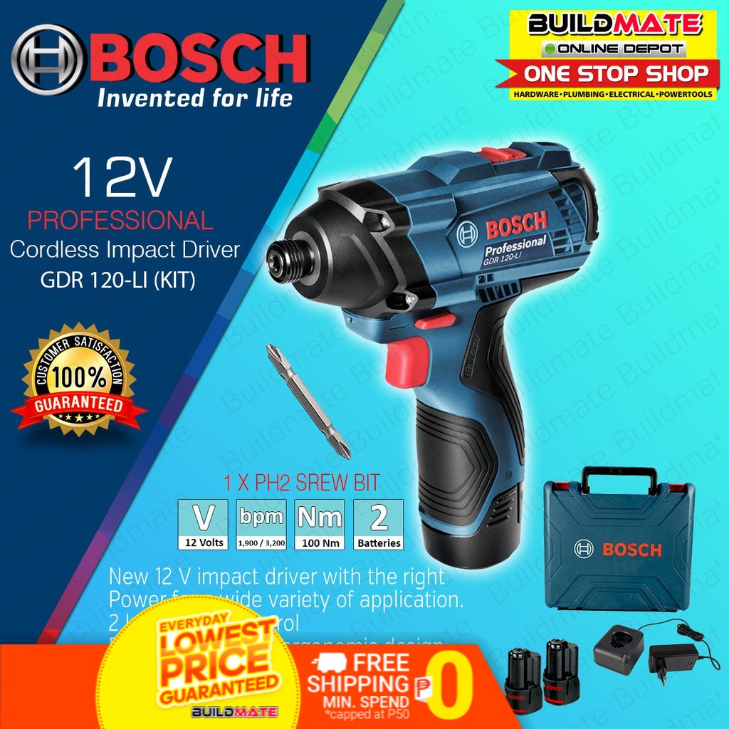 BOSCH Professional Cordless Impact Driver Wrench GDR 120LI (KIT) COC 06019F00K6 100 ORIGINAL