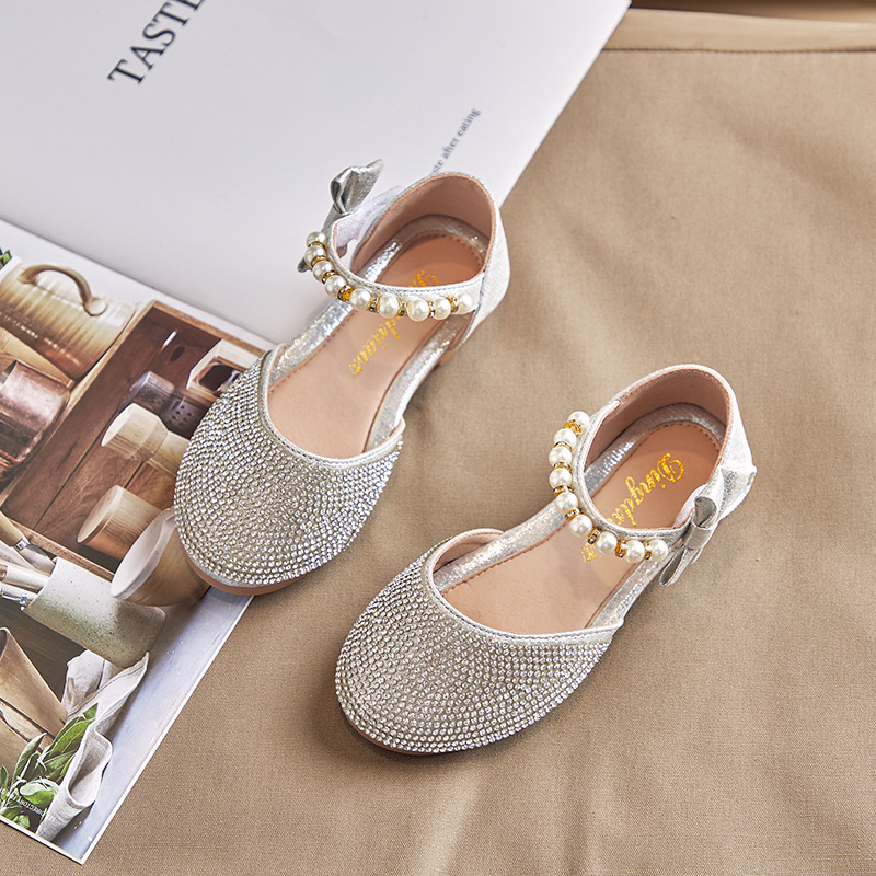 Sweet Girls Pearls Diamond Princess Shoes All Match High Quality Performance Shoes 1 18 Years Old Kids Flat Shoes silver Shopee Philippines