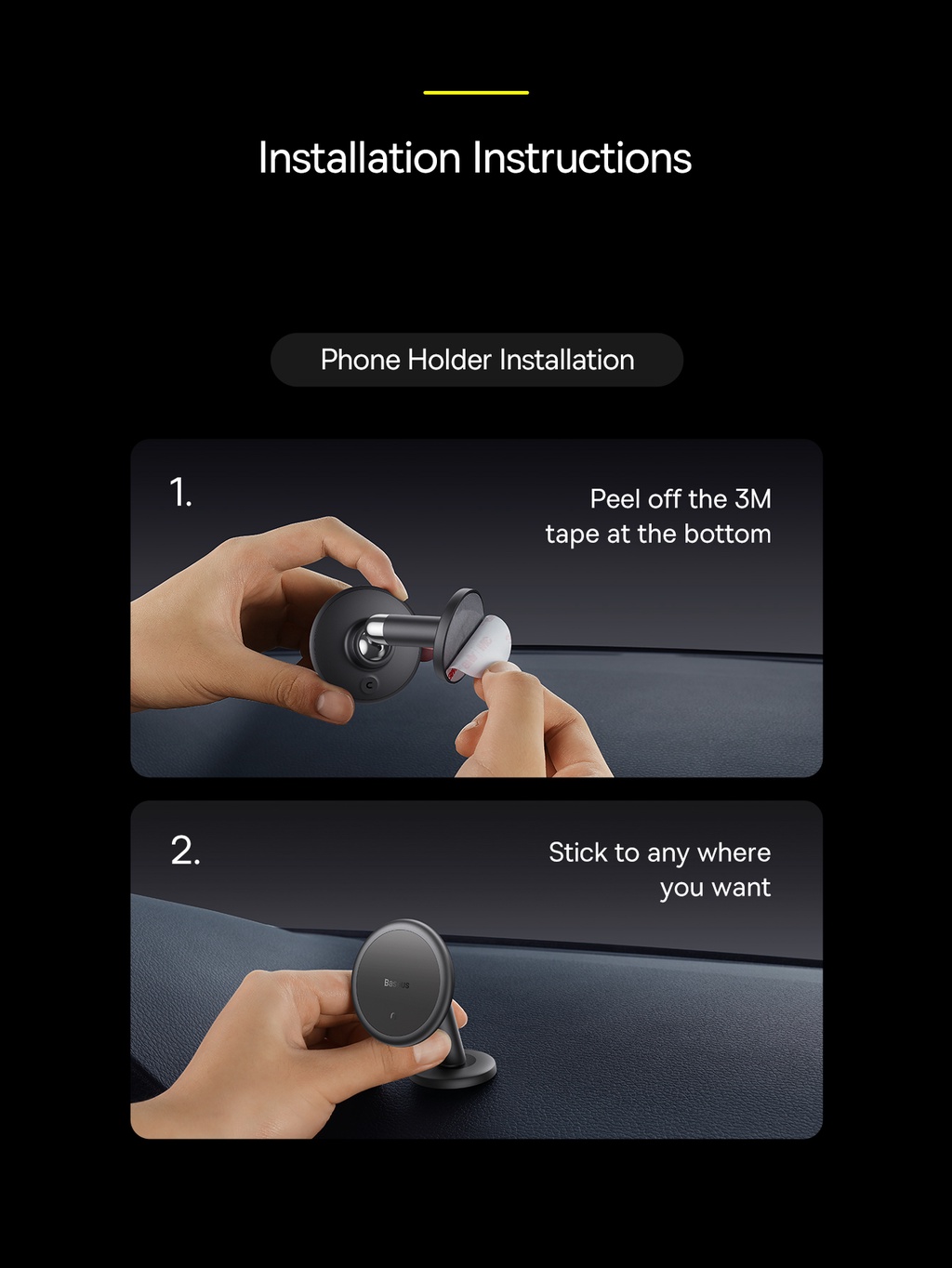 Baseus Magnetic Car Phone Holder 360 Degree Car Cell Phone Support ...