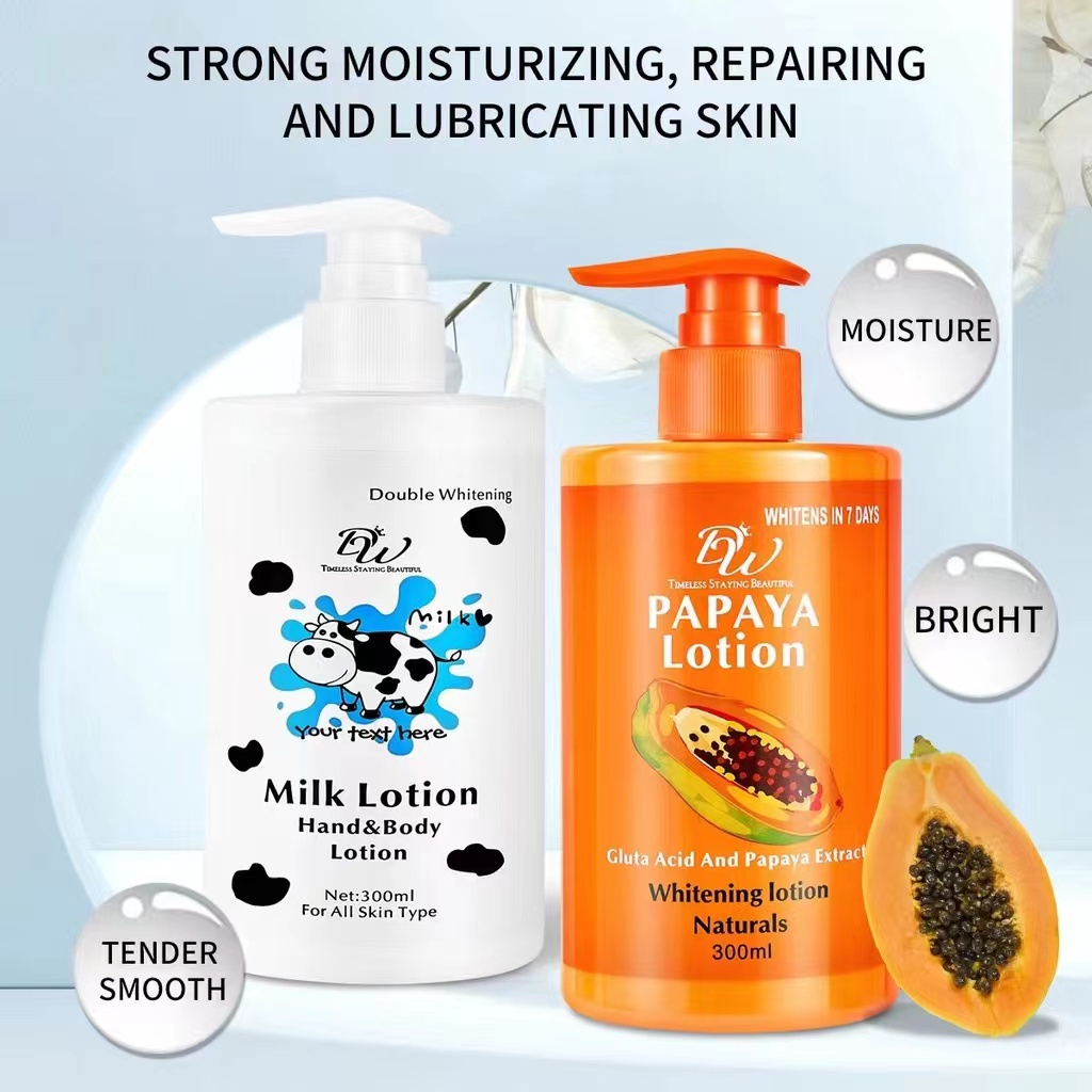DW Papaya Lotion W/ Gluta Acid And Papaya Extract 300ml and DW Milk