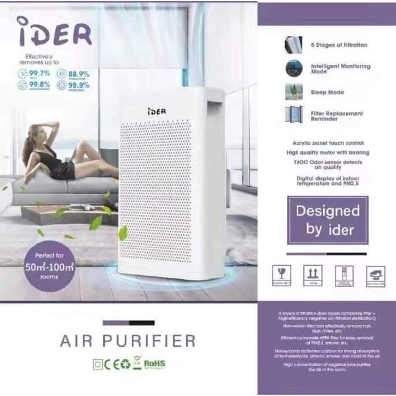 IDER AIR PURIFIER WITH UV VERSION 4 50100sqm of coverage with all new