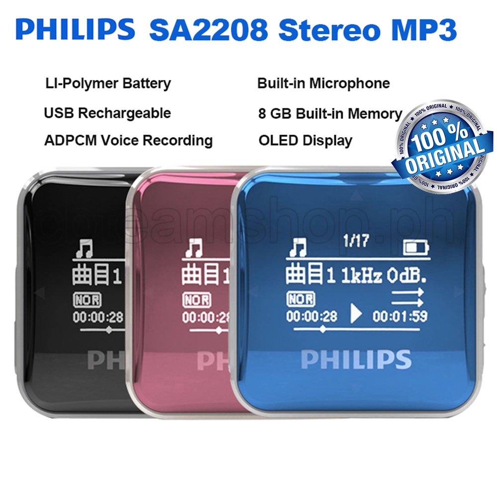 ️Ready Stock ️ Philips SA2208 Music MP3 Player 8GB Sport Clip Mini