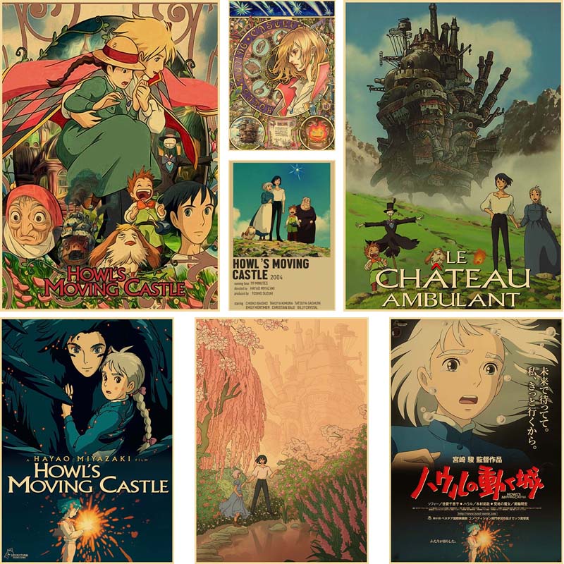 42X30CM Kraft Paper Miyazaki Hayao Anime Movie Poster Howl's Moving ...