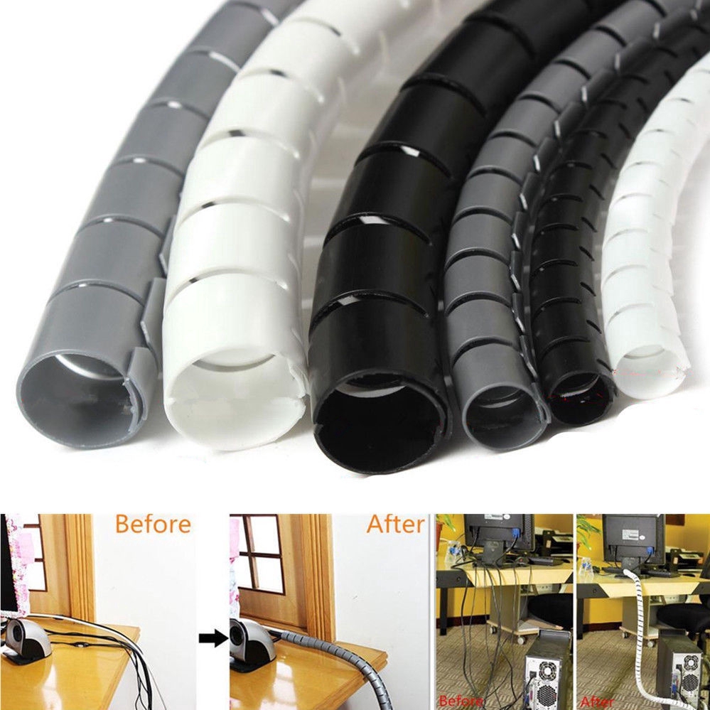 Spiral Cable Wrap Tidy/Hide/Banding/Loom PC TV Home Cinema Wire ...