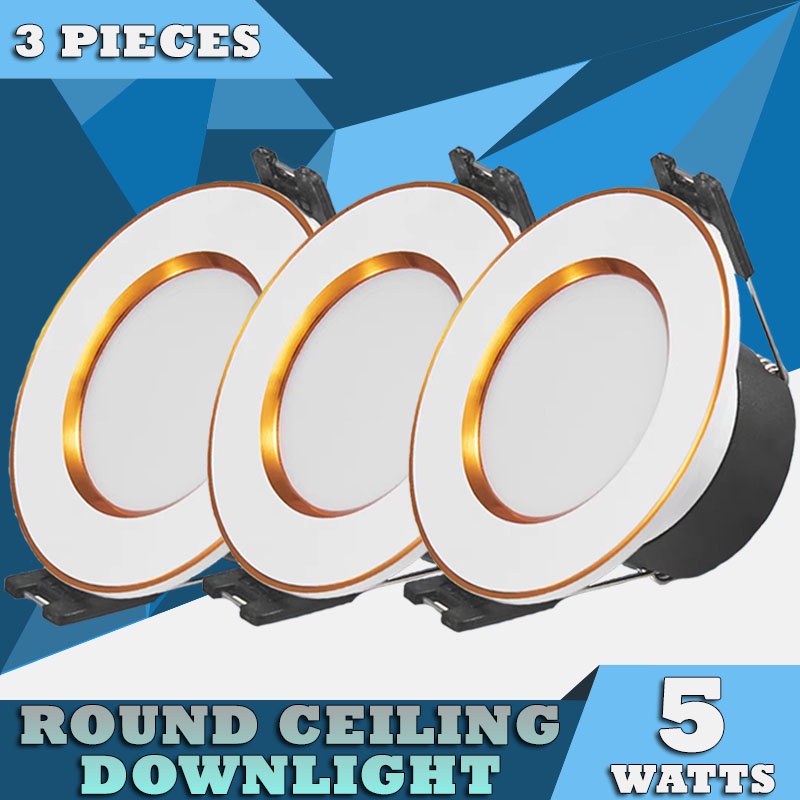 Power Saver LED Downlight White Gold Ultra Bright Light 3Pieces
