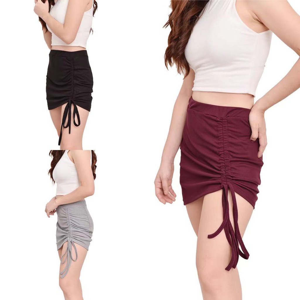 Korean Fashion Cotton Plain String Skirt for Ladies (Free-Size  