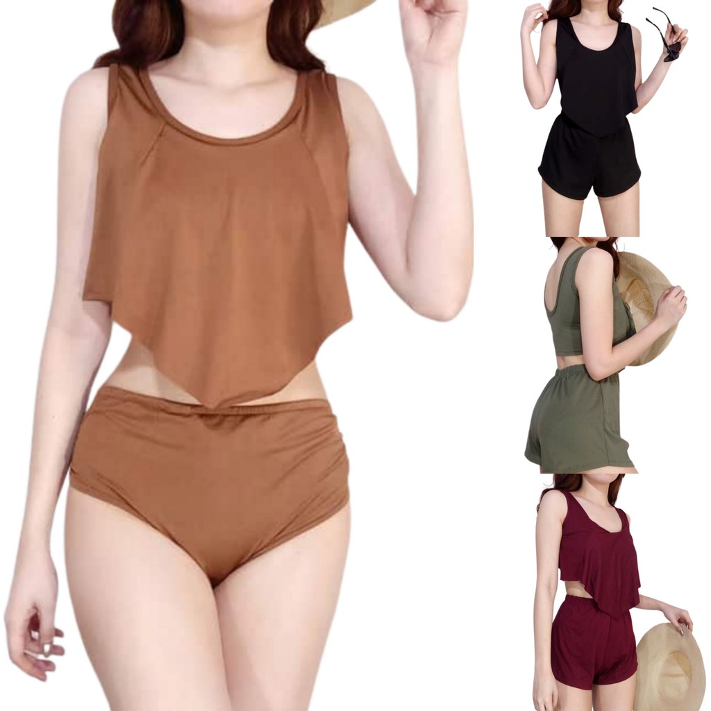Yuna Swimwear Terno 3 in 1 Top Short and Panty Swimsuit Bikini Two Piece