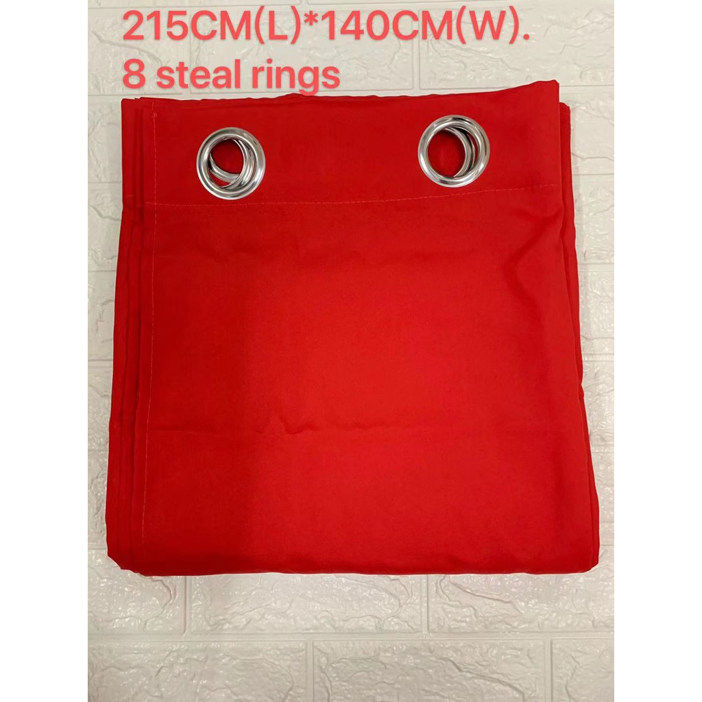 1pc 7feet Plain Fabric Curtain with 8 Steal Rings 215*140CM for Window ...