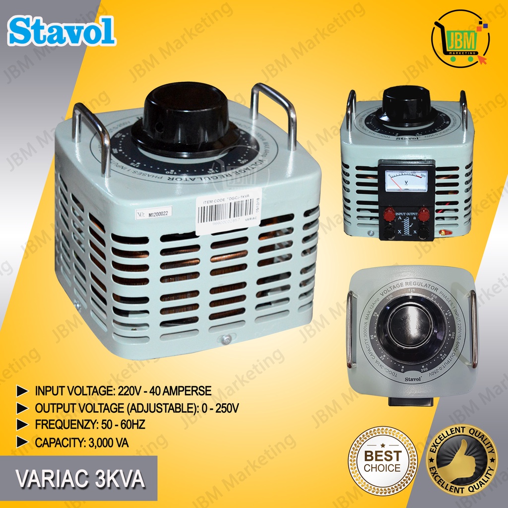 Stavol Variac 3KVA Manual Voltage Regulator, Adjustable Voltage Output ...