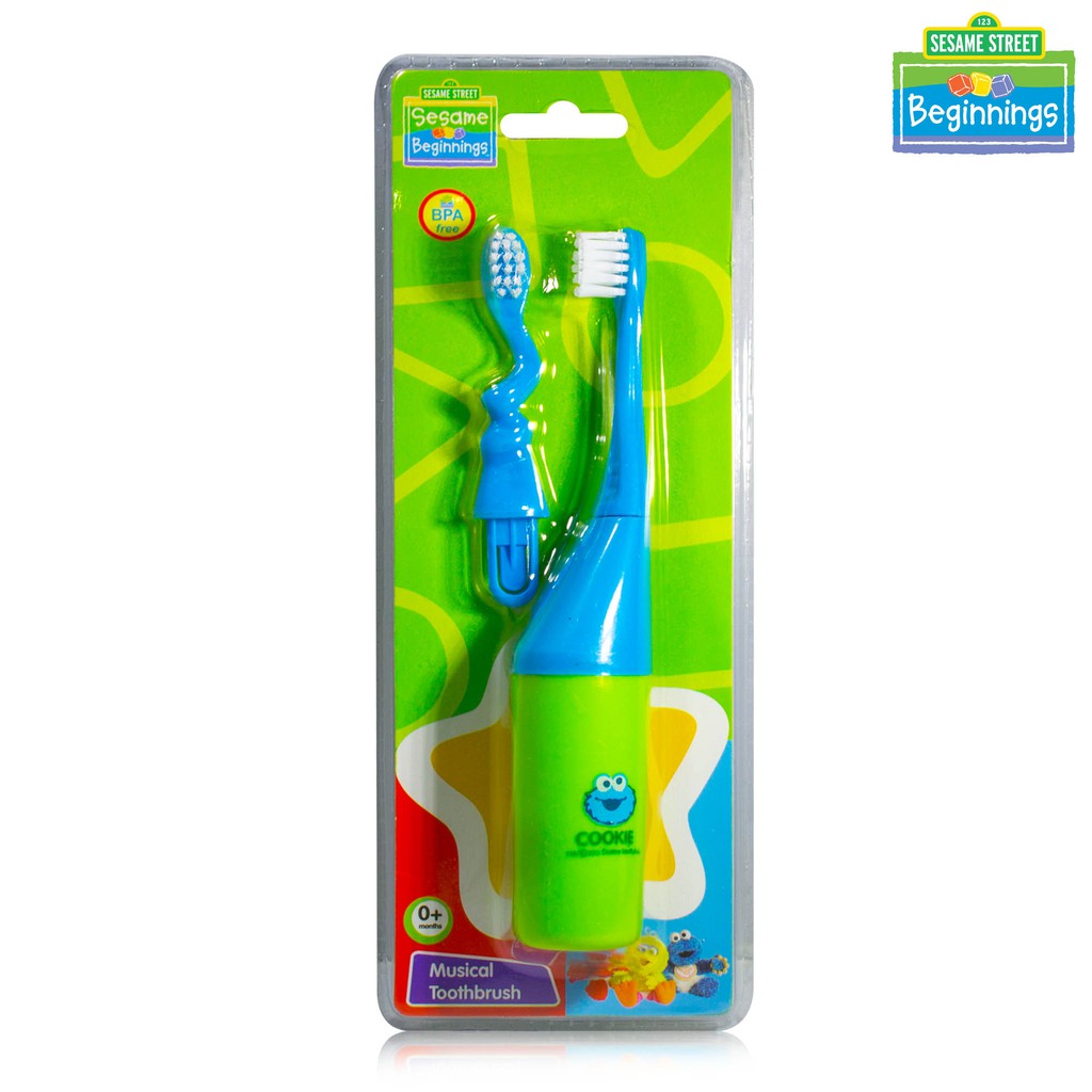 Sesame Beginning Soft Bristles Rattle Toothbrush with Extra Spiral Head ...