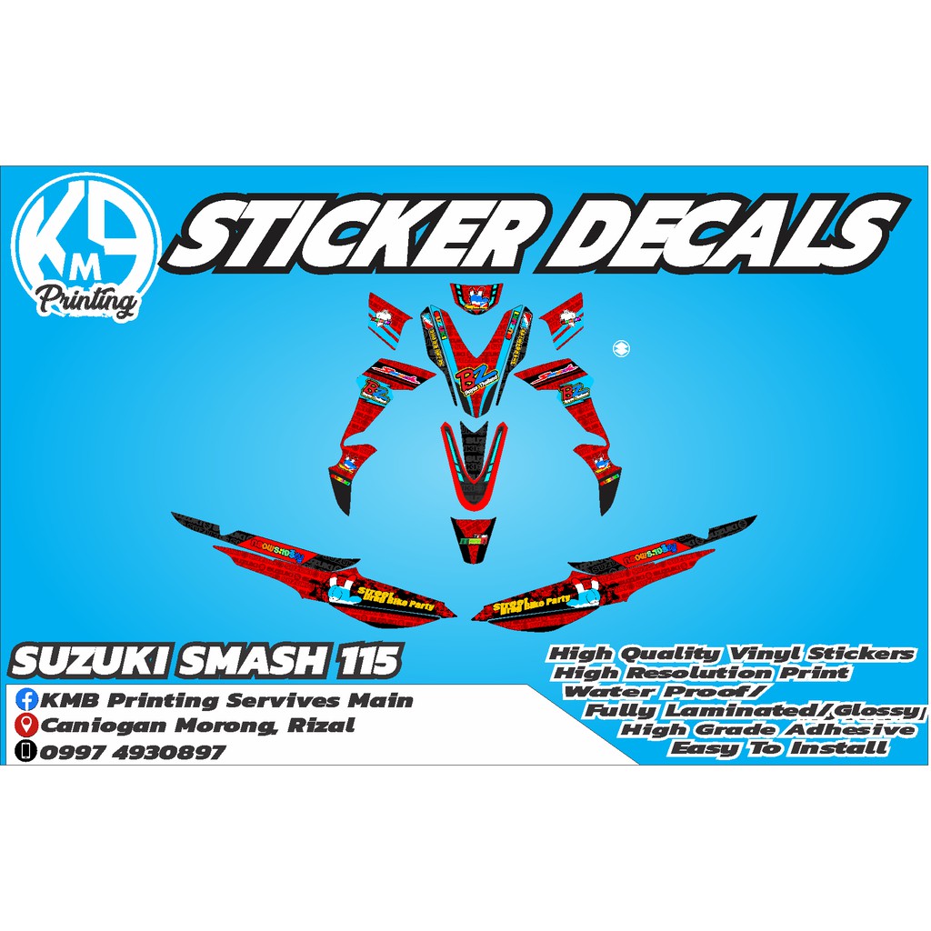 Suzuki Smash 115 Red Sticker Decals | Shopee Philippines