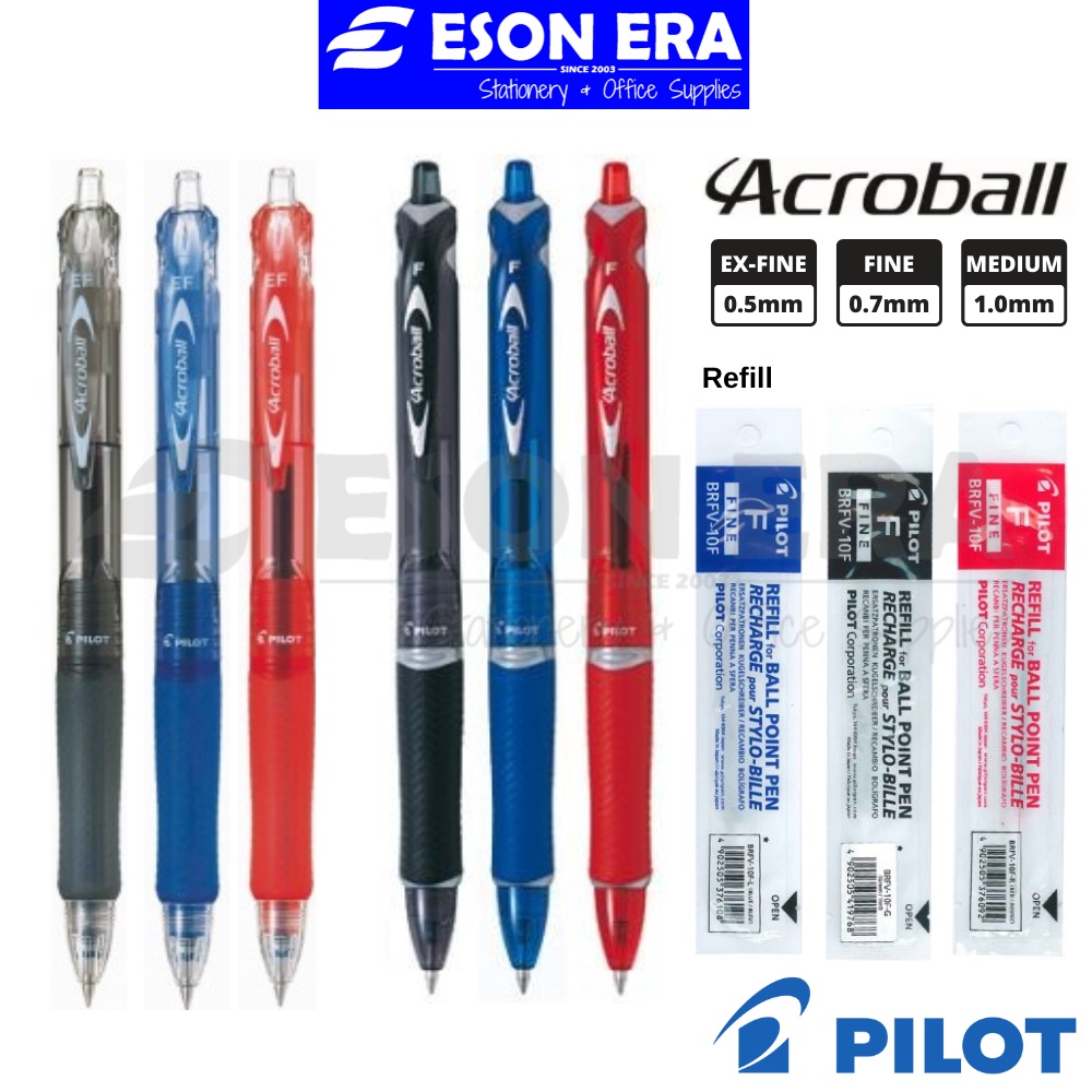 Pilot Acroball Ball Pen Retractable Refillable Ballpoint Pen EF / F / M