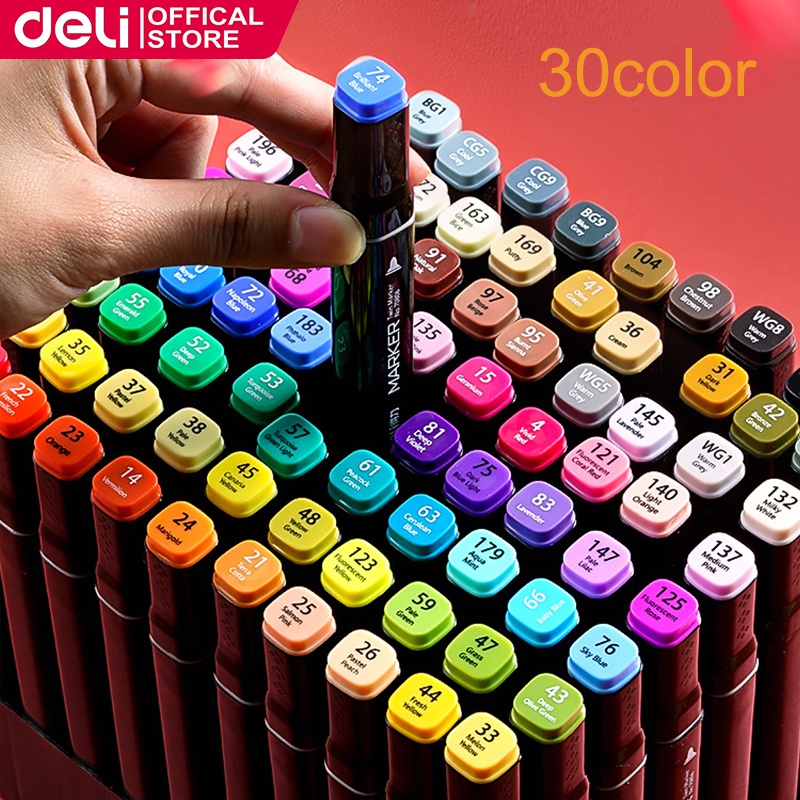 Deli Art Markers Set, 40/ 80 Colors Dual Tips Coloring Marker Pens  Highlighters