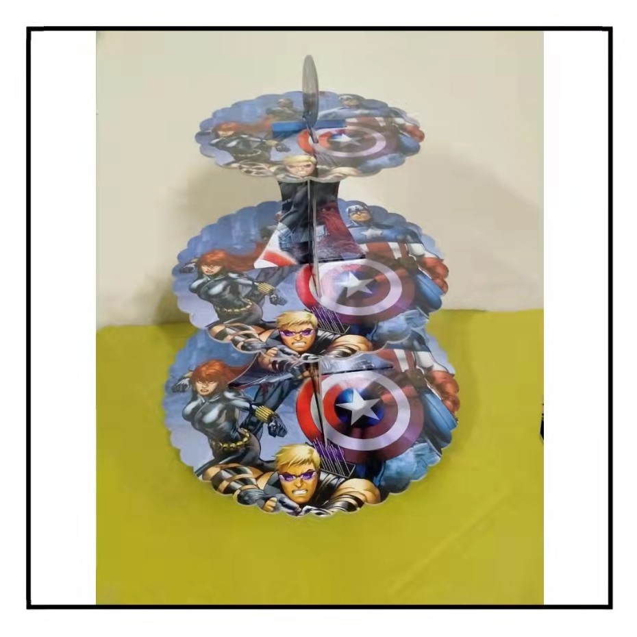 INS Captain america theme Three Layers Cup cake Stand rack birthday ...