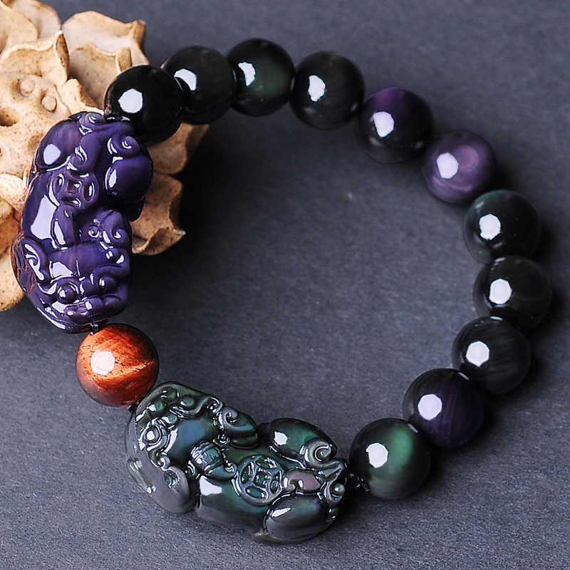 With certificate lucky charm bracelet 2024 piyao bracelet obsidian feng ...