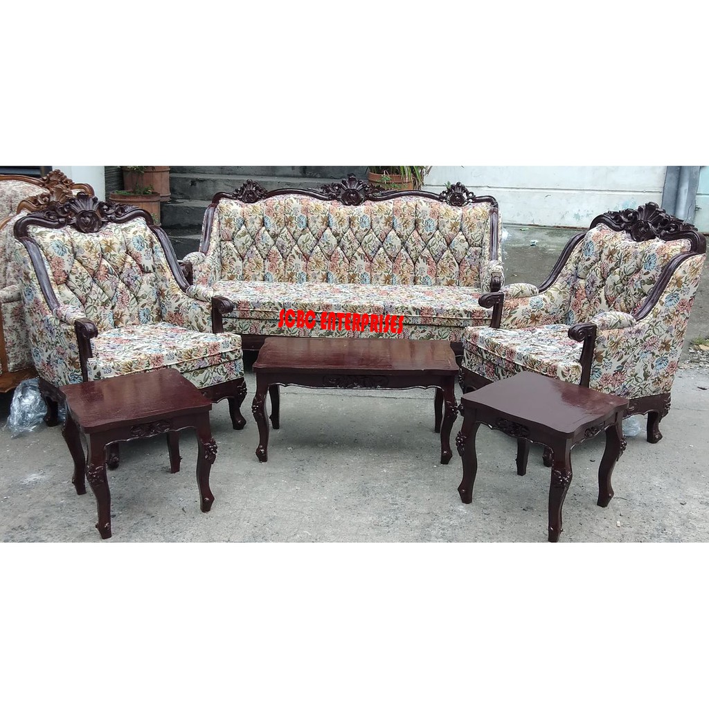 Wooden Sala set Louie dark PM FOR AVAILABLE DESIGN Shopee Philippines
