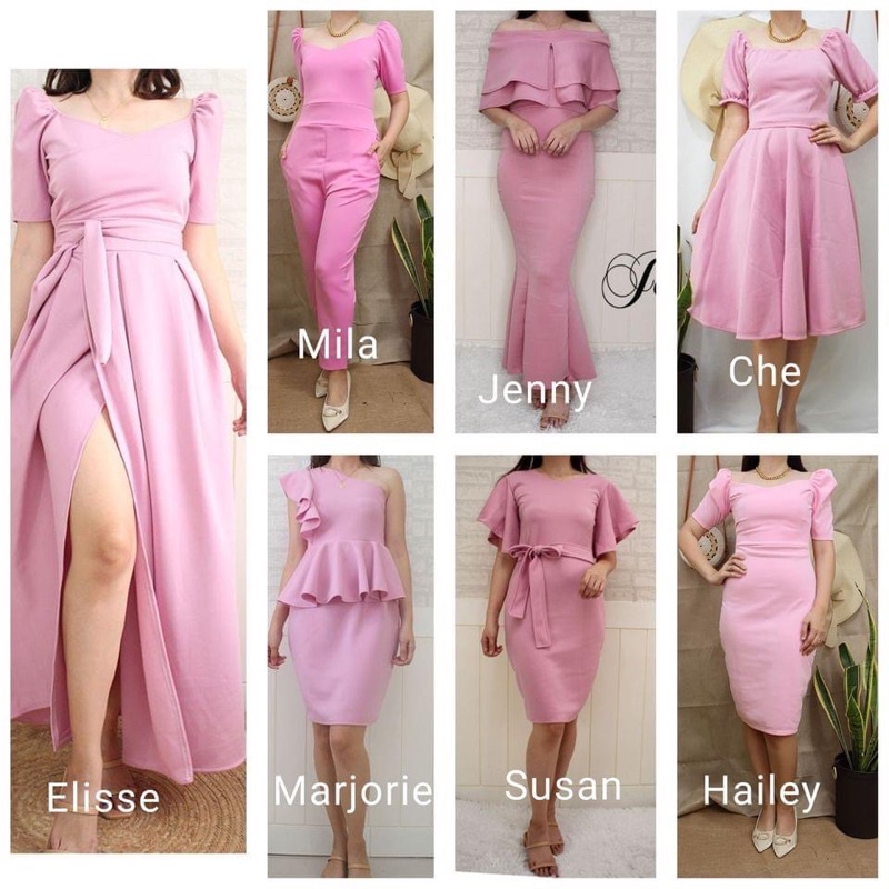 Pink semi hot sale formal dress