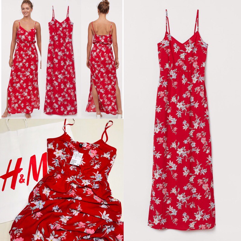 H&m red sales floral dress