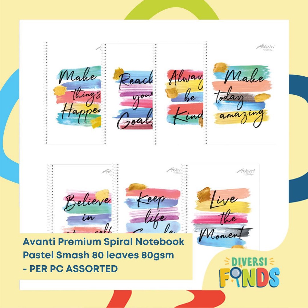 1pc Thicker Paper Avanti Pastel Smash Spiral Notebook W/Plastic Jacket ...