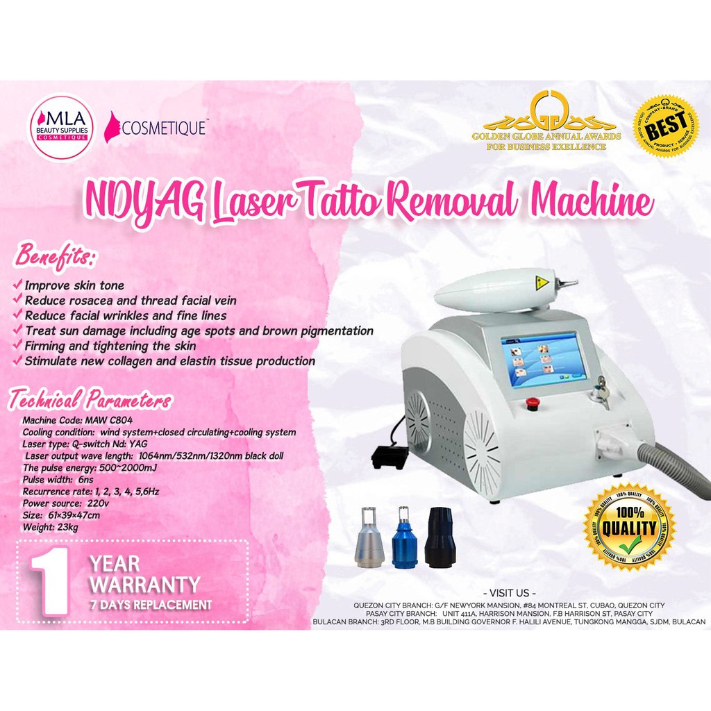 NDYAG Q-Switch Tattoo Removal w/ Skin Lightening Carbon Facial Machine ...