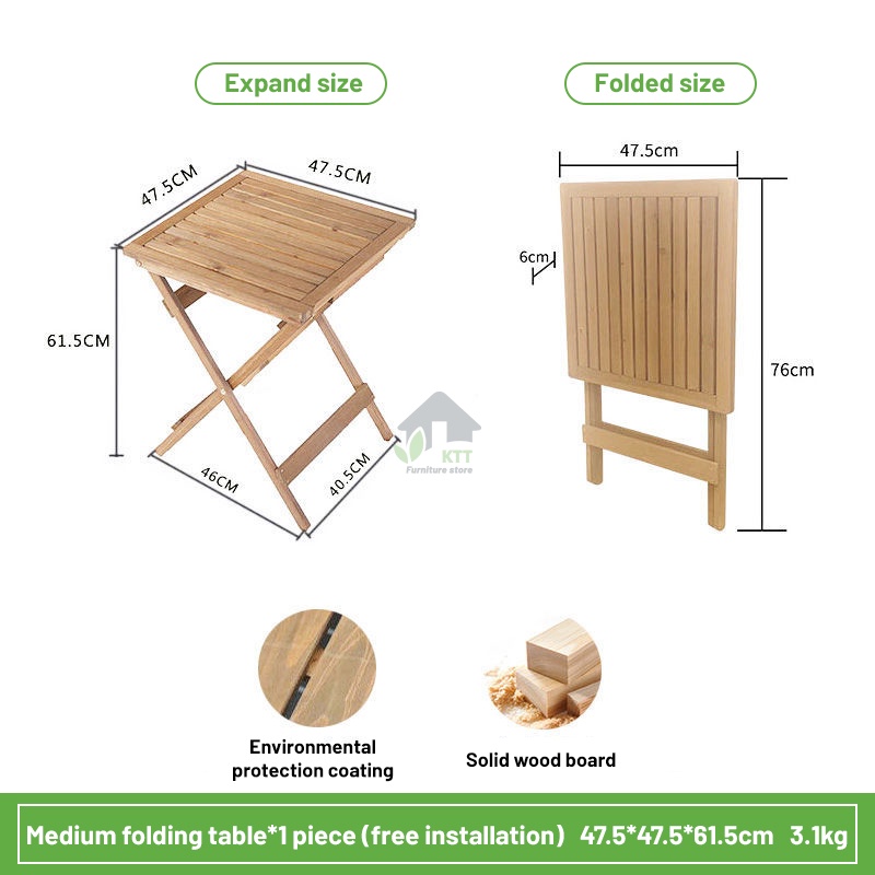 Camping Table Outdoor Table And Chair Solid Wood Balcony Folding Table And  Chair Leisure Small Tea T | Shopee Philippines
