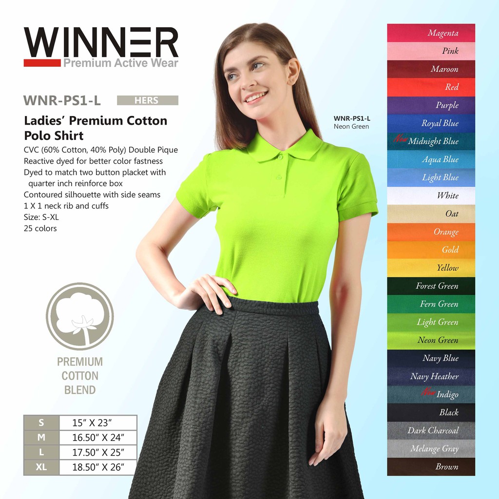 WINNER PREMIUM POLO SHIRT LADIES' SIZE | Shopee Philippines