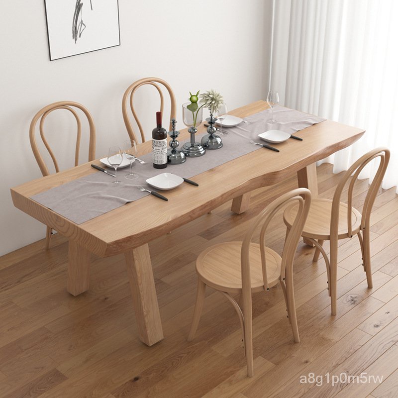 Nordic Solid Wood Dining Table Natural Side Home Living Room Dining Table Restaurant Bed ...