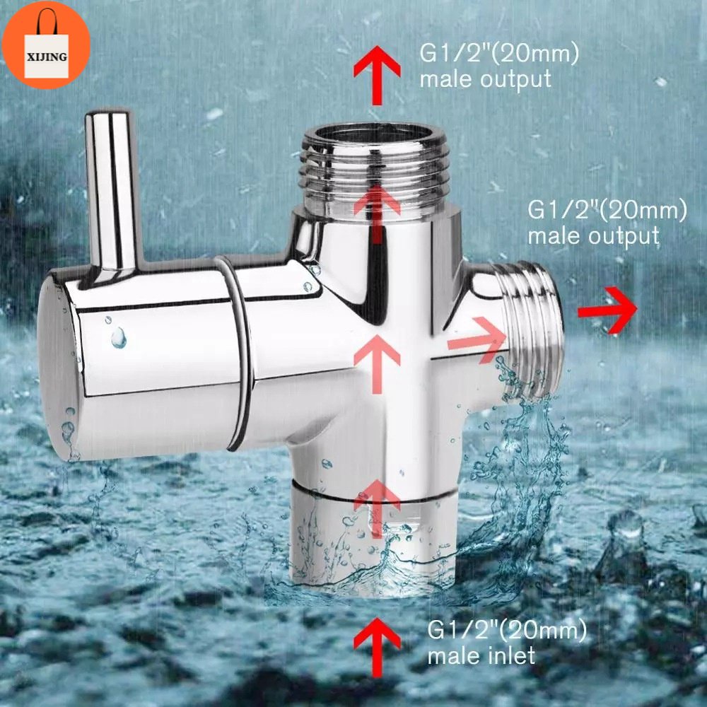 Bathroom Shower Faucet Three Way Diverter Valve Nozzle Switch One To Two Connector Converter 8827