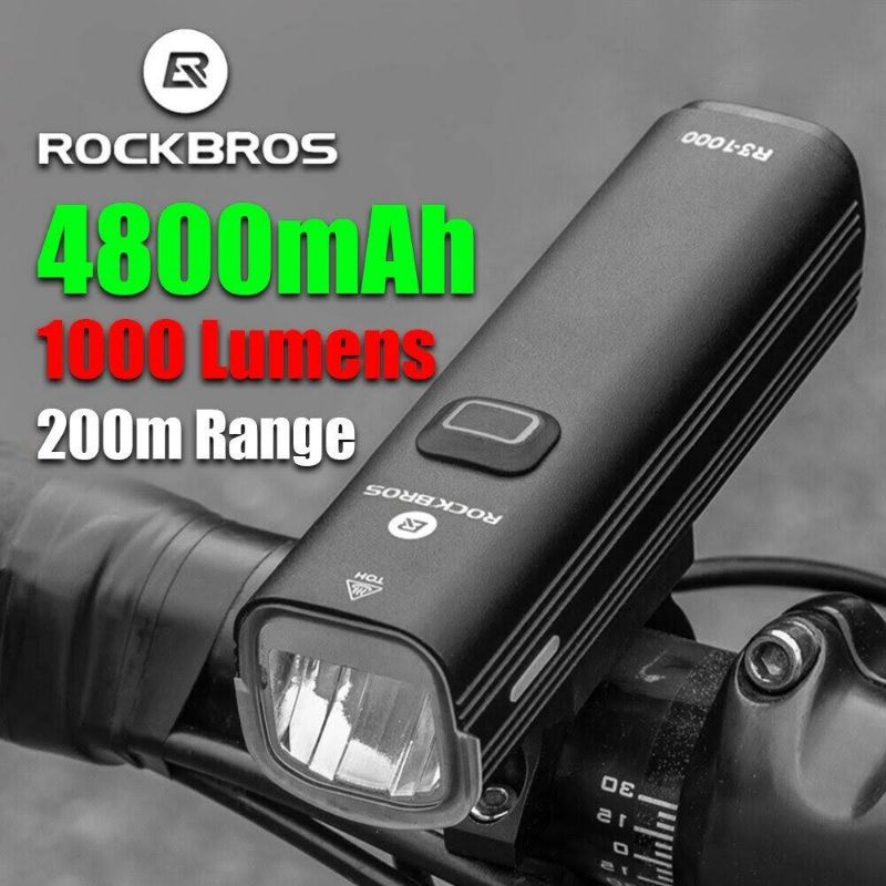 ROCKBROS Bicycle Front Light 1000 Lumen Cycling Gopro Mount USB Bike  Headlight