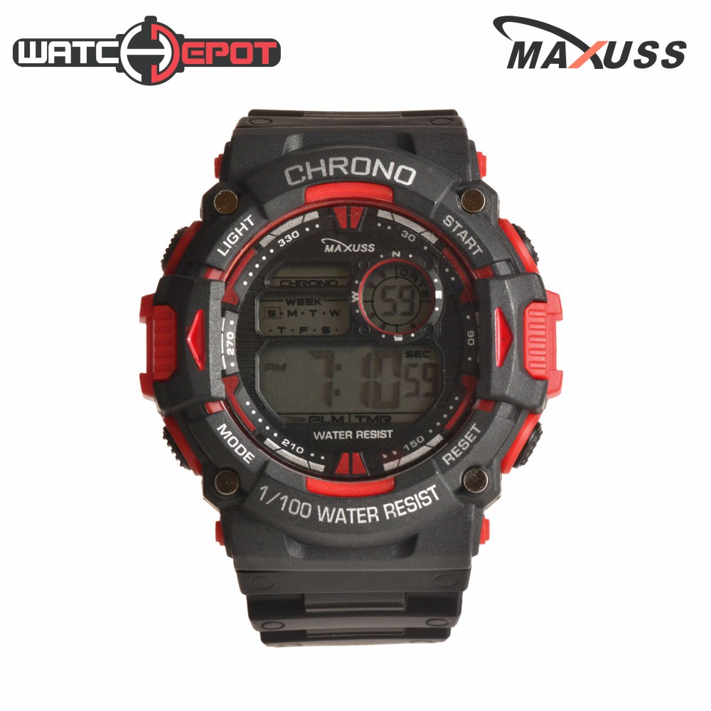 Maxuss Mens Rubber Sports Watch 9990 (Black/Red) Shopee Philippines