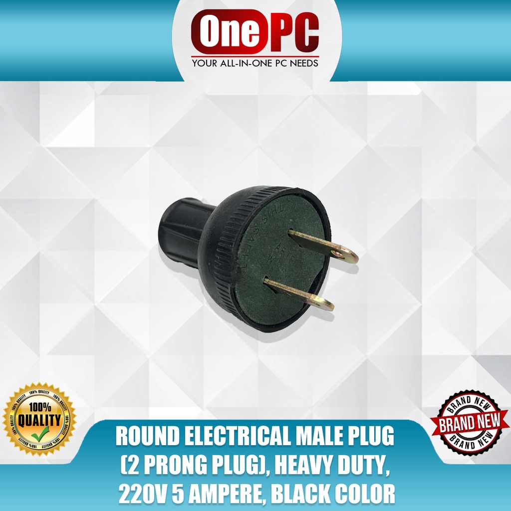 ROUND ELECTRICAL MALE PLUG (2 PRONG PLUG), HEAVY DUTY, 220V 5 AMPERE ...