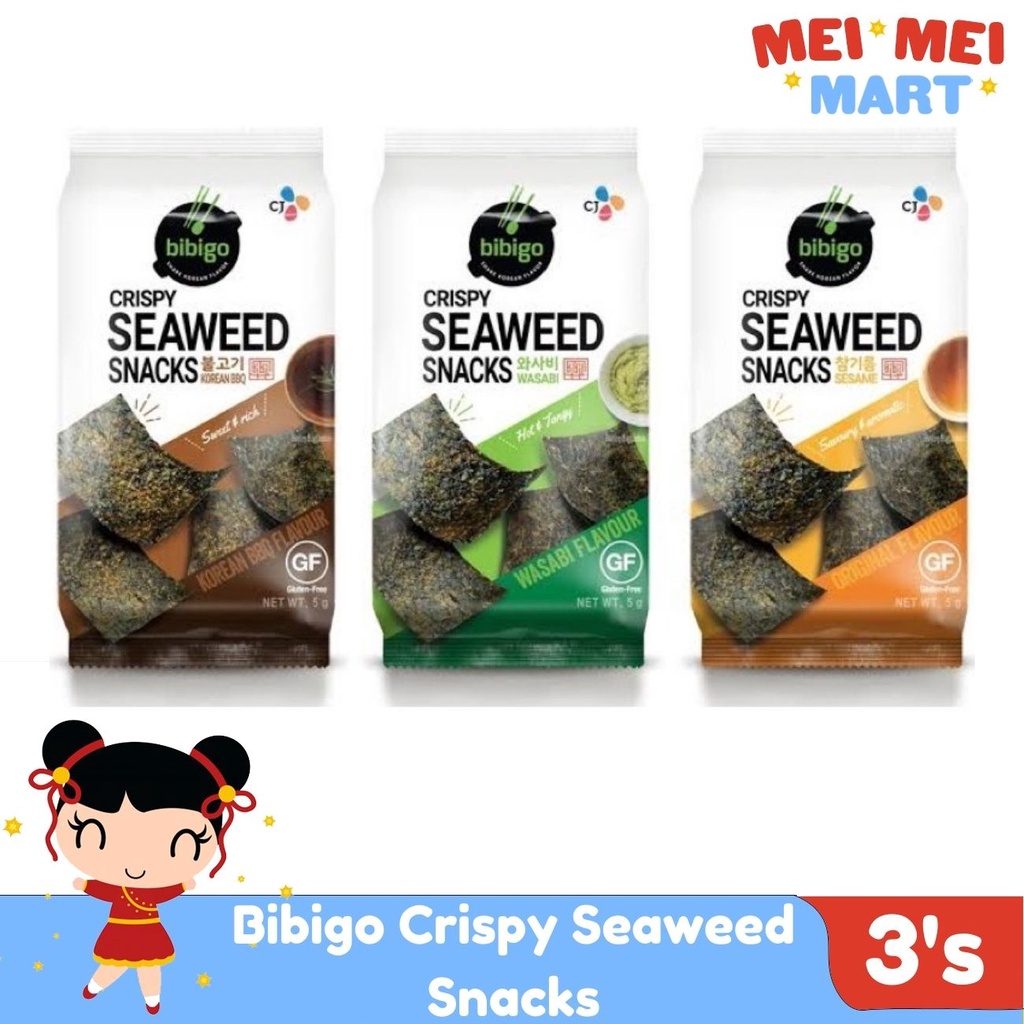 Bibigo Crispy Seaweed Snacks Original Wasabi BBQ Spicy Buldak 3packs