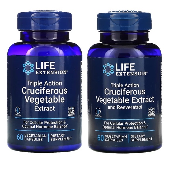 Life Extension Triple Action Cruciferous Vegetable Extract Or With Resveratrol 60 Vegetarian