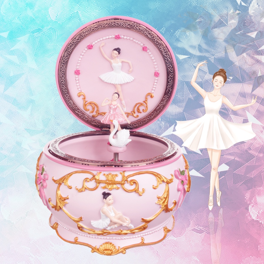 Romance Ballerina Dancing Girl Music Box Swan Lake Luminous Musical Box ...