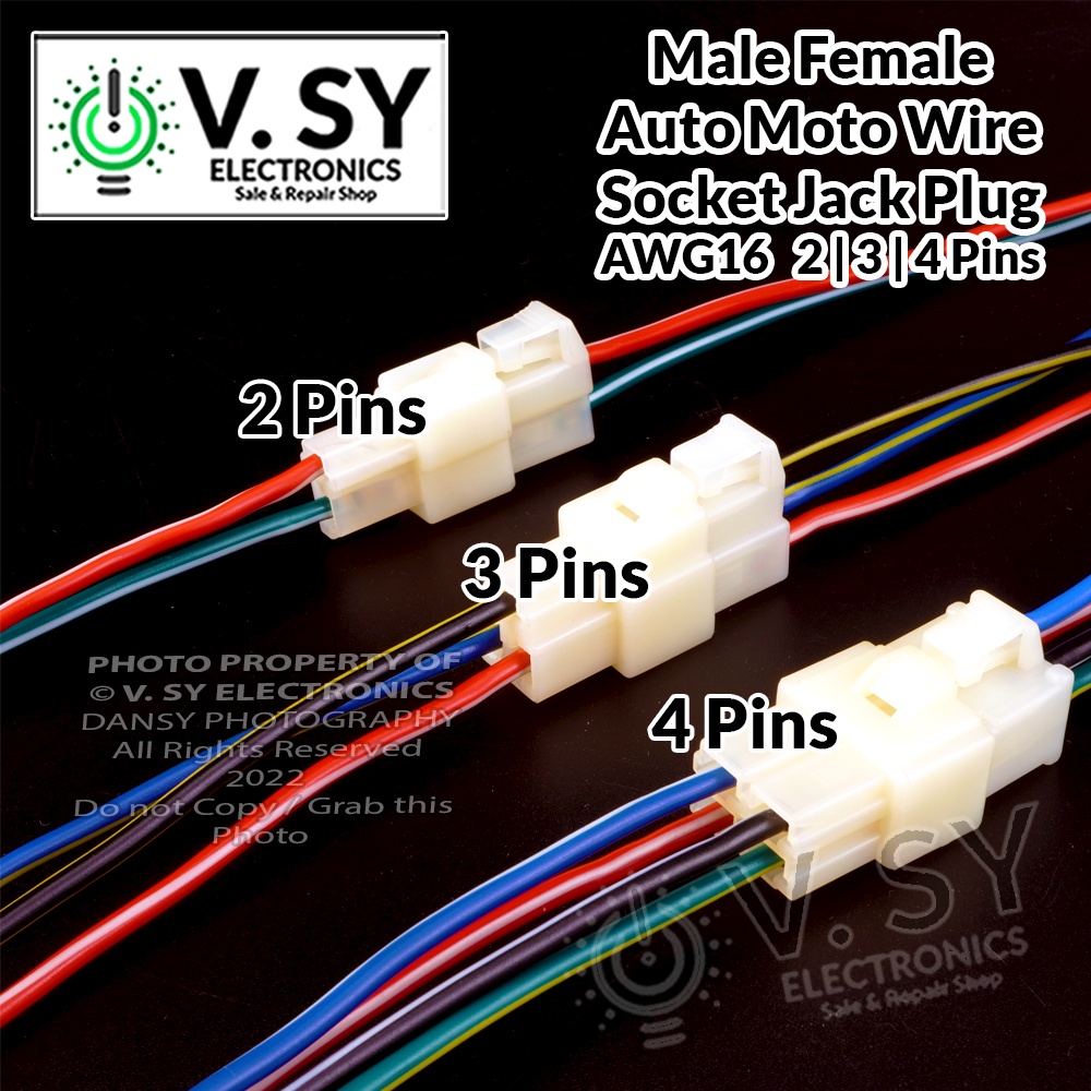 2 3 4 Pins Auto Moto Male Female Wire Socket Jack Plug Terminal