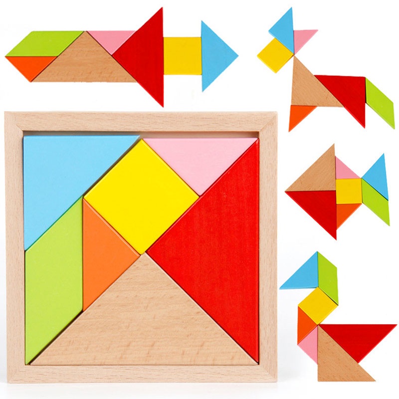 Educational Fidget Toy DIY Learning Wooden Game Tangram Puzzle for Kids ...