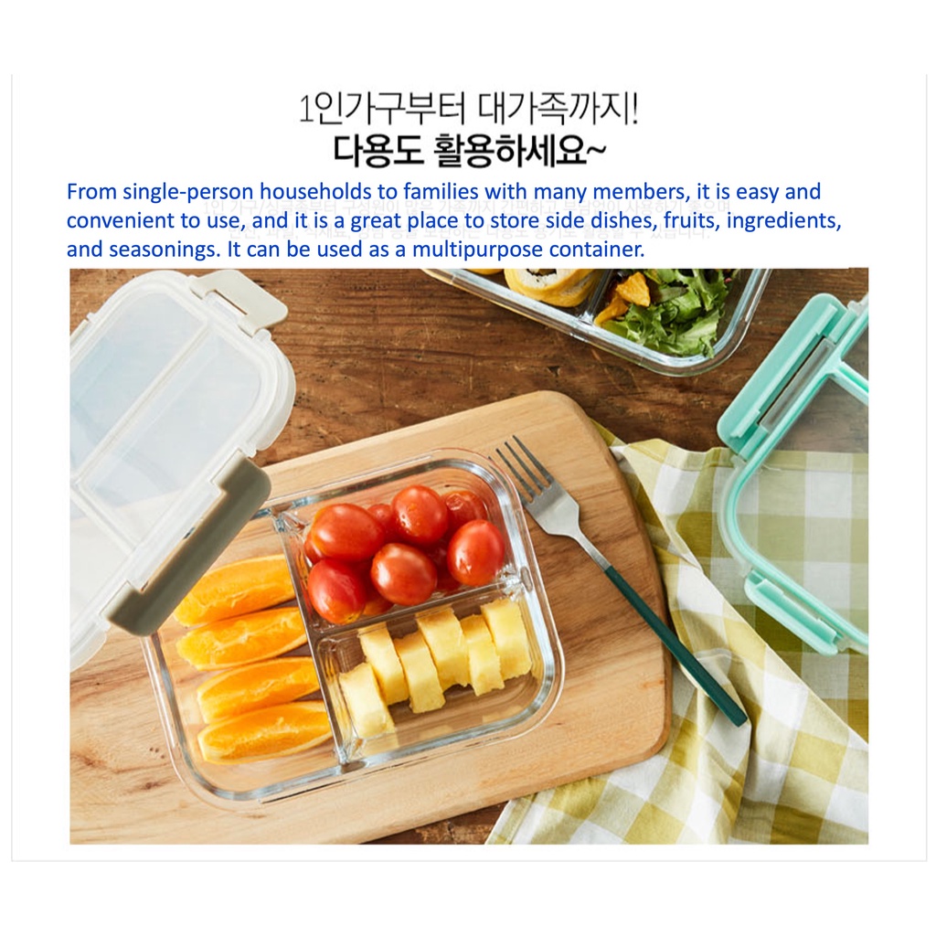 LocknLock Glass Lunch Box4-size, Food Conatiner, Air tight, BPA-free ...