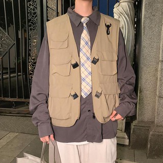 2021 autumn Mens Fashion Tooling Cargo Vest Homme Streetwear Sleeveless  Jacket Gilet Thin Multi-Pocket Outdoors Tactical Coat - AliExpress