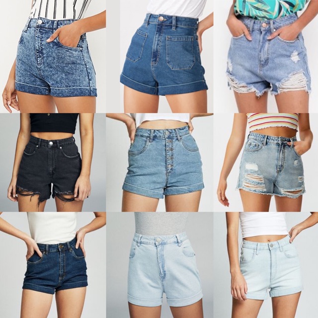 High-waisted denim shorts