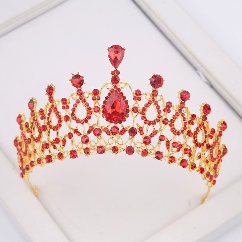 Red Bridal Crown Wedding Accessories Rhinestone Hair Accessories ...